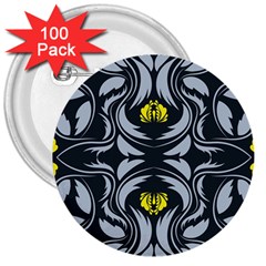 Folk Flowers Print Floral Pattern Ethnic Art 3  Buttons (100 Pack)  by Eskimos