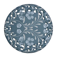 Folk Flowers Print Floral Pattern Ethnic Art Round Filigree Ornament (two Sides) by Eskimos