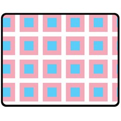 Trans Flag Squared Plaid Fleece Blanket (Medium) 