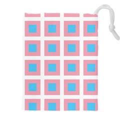 Trans Flag Squared Plaid Drawstring Pouch (4xl) by WetdryvacsLair