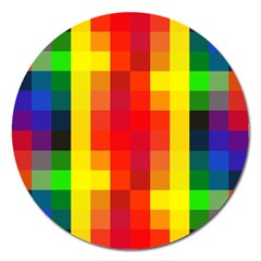 Pride Plaid Magnet 5  (round) by WetdryvacsLair