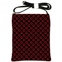 Red Lips Kiss Glitter Shoulder Sling Bag by idjy