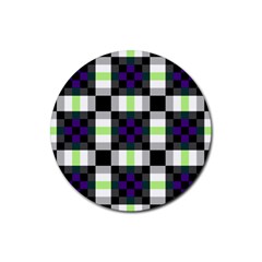 Agender Flag Plaid With Difference Rubber Round Coaster (4 Pack) by WetdryvacsLair