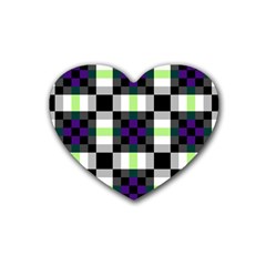 Agender Flag Plaid With Difference Rubber Heart Coaster (4 Pack) by WetdryvacsLair