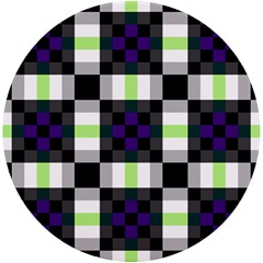 Agender Flag Plaid With Difference Uv Print Round Tile Coaster