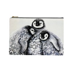 3 Penguin Chicks Cosmetic Bag (large) by ArtByThree