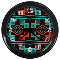 Abstract Pattern Geometric Backgrounds   Wall Clock (black) by Eskimos
