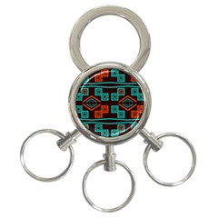 Abstract Pattern Geometric Backgrounds   3-ring Key Chain by Eskimos