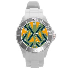 Abstract Geometric Design    Round Plastic Sport Watch (l) by Eskimos