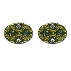 Folk Flowers Print Floral Pattern Ethnic Art Cufflinks (oval)