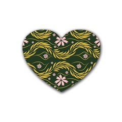 Folk Flowers Print Floral Pattern Ethnic Art Rubber Coaster (heart) by Eskimos