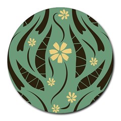 Folk Flowers Print Floral Pattern Ethnic Art Round Mousepads by Eskimos