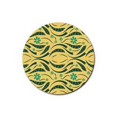 Folk flowers print Floral pattern Ethnic art Rubber Coaster (Round)