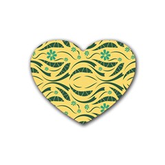 Folk Flowers Print Floral Pattern Ethnic Art Rubber Coaster (heart)