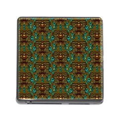 Artworks Pattern Leather Lady In Gold And Flowers Memory Card Reader (square 5 Slot) by pepitasart