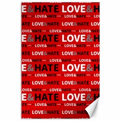 Love And Hate Typographic Design Pattern Canvas 24  X 36  by dflcprintsclothing