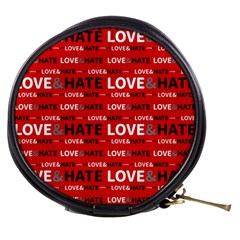 Love And Hate Typographic Design Pattern Mini Makeup Bag by dflcprintsclothing