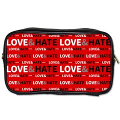 Love And Hate Typographic Design Pattern Toiletries Bag (two Sides) by dflcprintsclothing