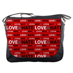 Love And Hate Typographic Design Pattern Messenger Bag by dflcprintsclothing
