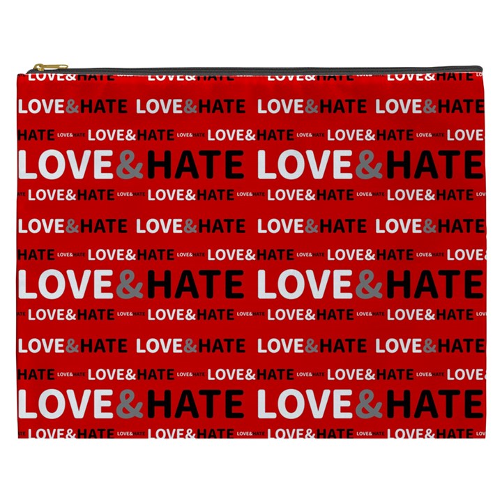 Love And Hate Typographic Design Pattern Cosmetic Bag (XXXL)
