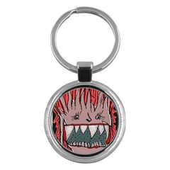 Evil Monster Close Up Portrait Key Chain (round) by dflcprintsclothing