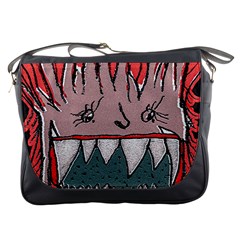 Evil Monster Close Up Portrait Messenger Bag by dflcprintsclothing