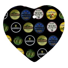 Beer Brands Logo Pattern Heart Ornament (Two Sides)