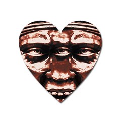 Creepy Head Portrait Artwork Heart Magnet by dflcprintsclothing