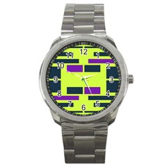 Abstract Pattern Geometric Backgrounds Sport Metal Watch by Eskimos