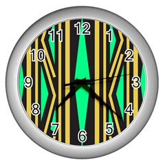 Abstract Pattern Geometric Backgrounds Wall Clock (silver) by Eskimos