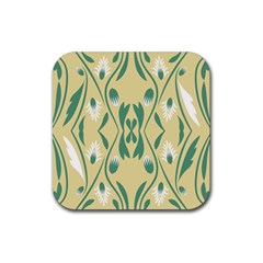 Folk Flowers Print Floral Pattern Ethnic Art Rubber Coaster (square) by Eskimos