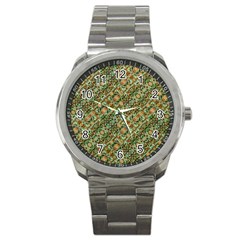 Colorful Stylized Botanic Motif Pattern Sport Metal Watch by dflcprintsclothing