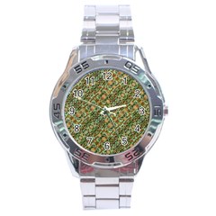 Colorful Stylized Botanic Motif Pattern Stainless Steel Analogue Watch by dflcprintsclothing