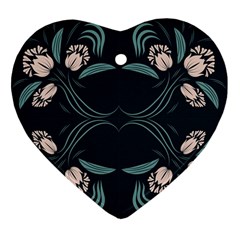 Folk Flowers Floral Art Print Flowers Abstract Art  Heart Ornament (two Sides) by Eskimos