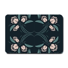 Folk Flowers Floral Art Print Flowers Abstract Art  Small Doormat  by Eskimos