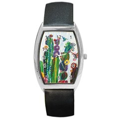 Rainbow Cactus Shirt Barrel Style Metal Watch by steampunkbabygirl