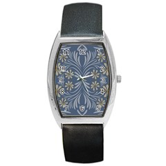 Folk Flowers Print Floral Pattern Ethnic Art Barrel Style Metal Watch by Eskimos