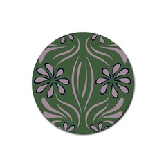 Folk Flowers Print Floral Pattern Ethnic Art Rubber Coaster (round) by Eskimos