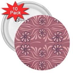 Folk flowers print Floral pattern Ethnic art 3  Buttons (10 pack) 