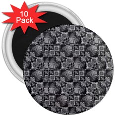 Black And Grey Rocky Geometric Pattern Design 3  Magnets (10 Pack)  by dflcprintsclothing