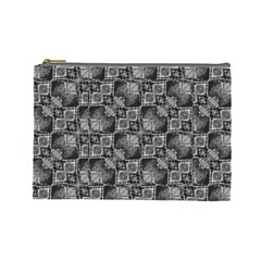 Black And Grey Rocky Geometric Pattern Design Cosmetic Bag (large) by dflcprintsclothing