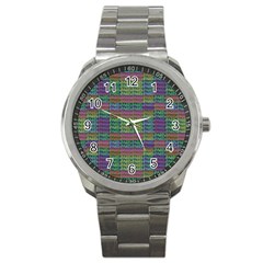 Paris Words Motif Colorful Pattern Sport Metal Watch by dflcprintsclothing