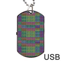 Paris Words Motif Colorful Pattern Dog Tag Usb Flash (one Side) by dflcprintsclothing
