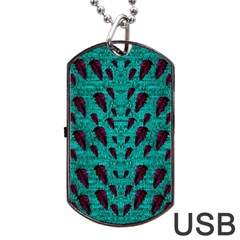 Leaves On Adorable Peaceful Captivating Shimmering Colors Dog Tag Usb Flash (one Side) by pepitasart