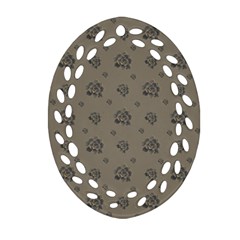 Stylized Cactus Motif Pattern Oval Filigree Ornament (two Sides) by dflcprintsclothing