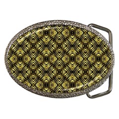 Tiled Mozaic Pattern, Gold And Black Color Symetric Design Belt Buckles by Casemiro