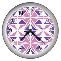 Abstract Pattern Geometric Backgrounds  Wall Clock (silver) by Eskimos