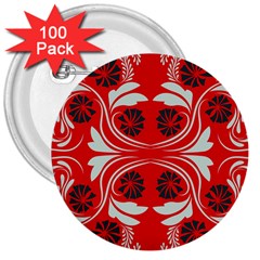 Folk flowers print Floral pattern Ethnic art 3  Buttons (100 pack) 