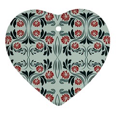 Folk Flowers Print Floral Pattern Ethnic Art Heart Ornament (two Sides) by Eskimos