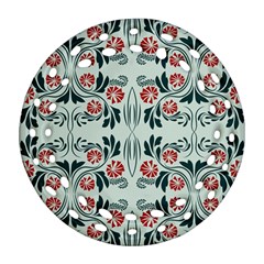 Folk Flowers Print Floral Pattern Ethnic Art Round Filigree Ornament (two Sides) by Eskimos